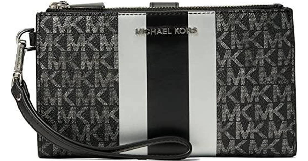 Michael Kors Adele Metallic Logo Stripe Smartphone Wallet Silver