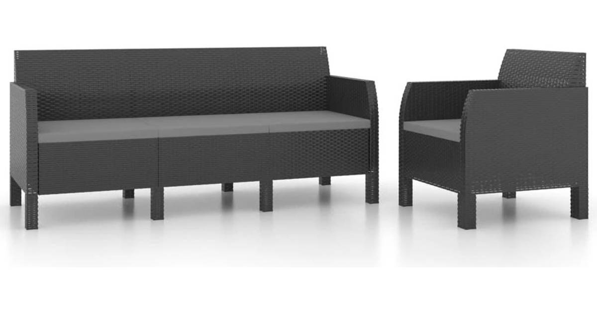 VidaXL 3079677 Outdoor Lounge Set, Table incl. 1 Chairs & 1 Sofas