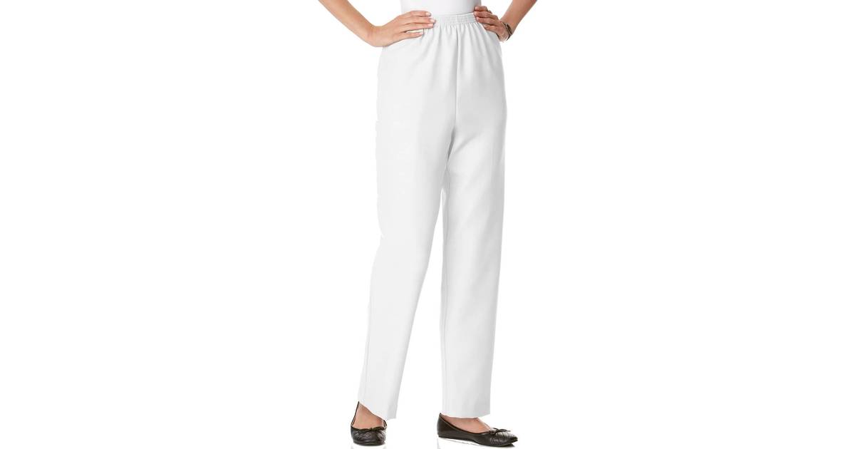 Alfred Dunner Petite Classics Pull-On Straight-Leg Pants - White • Price »