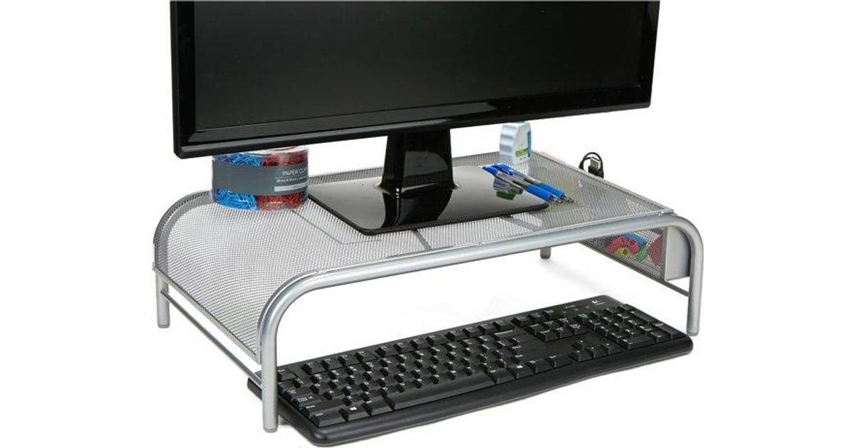 Mind Reader Metal Mesh Monitor Stand Laptop Riser With 2 Compartments