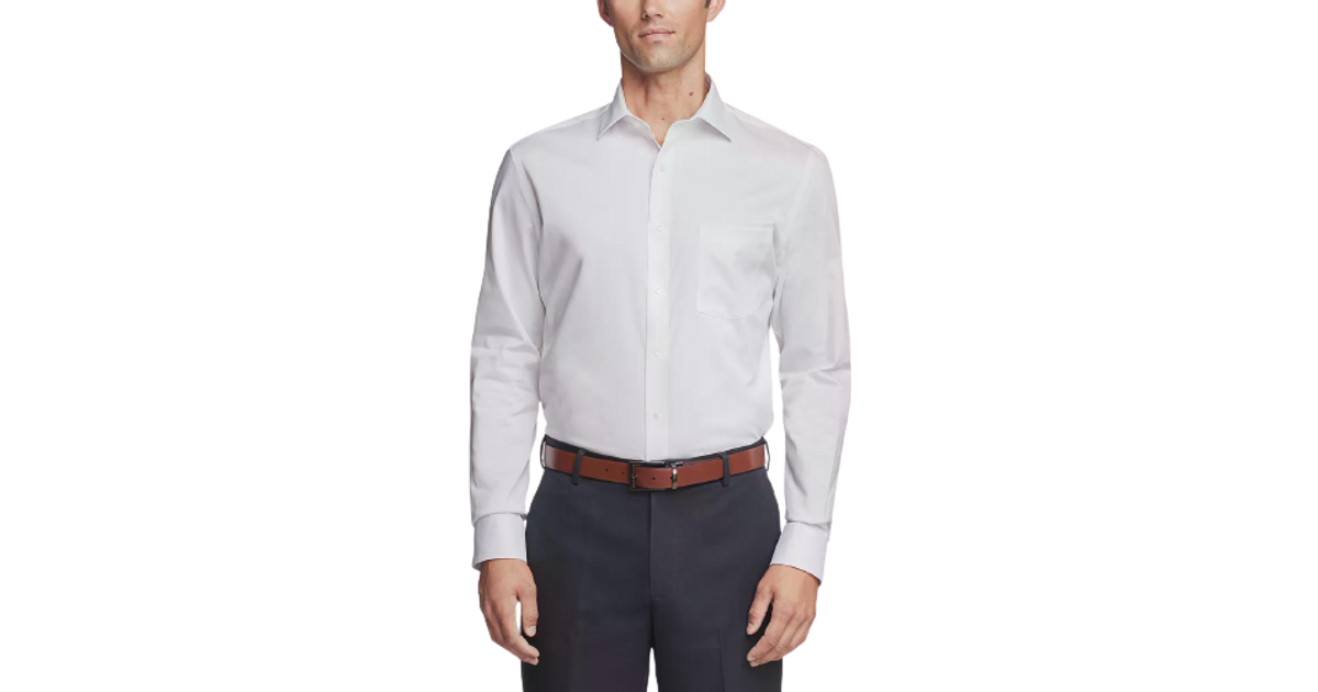 Van Heusen Ultra Wrinkle Free Regular Fit Dress Shirt - White • Price