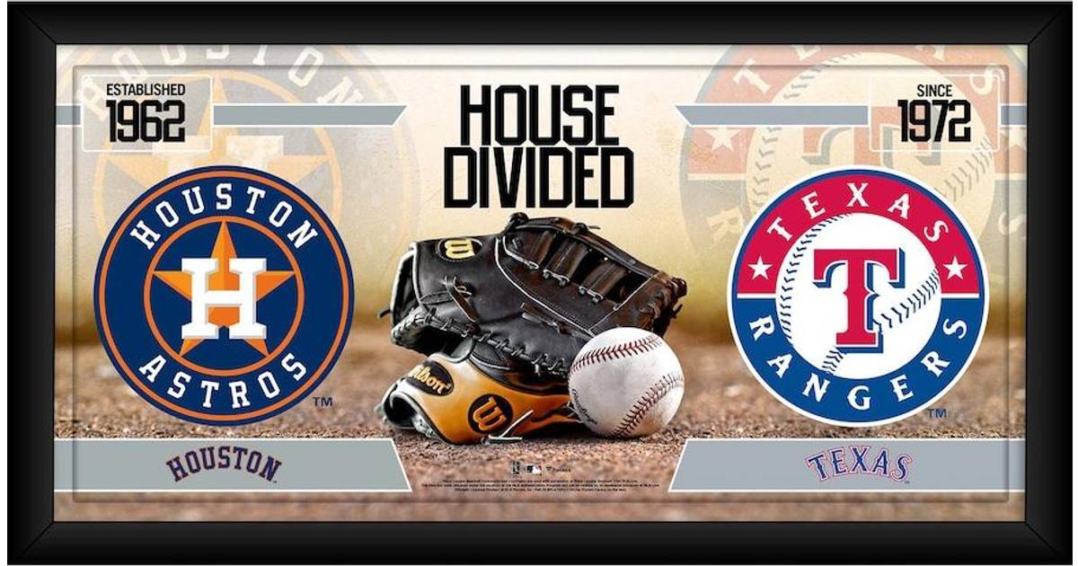 Fanatics Houston Astros vs. Texas Rangers Framed House Divided Baseball