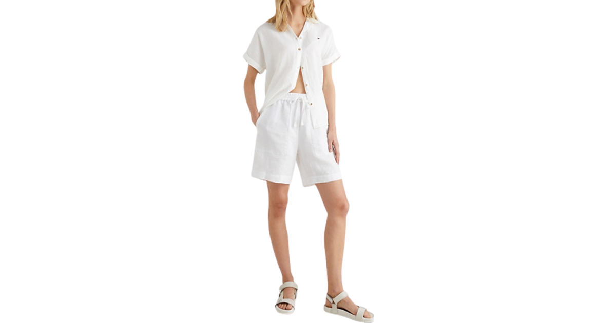 Tommy Hilfiger Linen Pleated Short White Compare Prices Klarna US