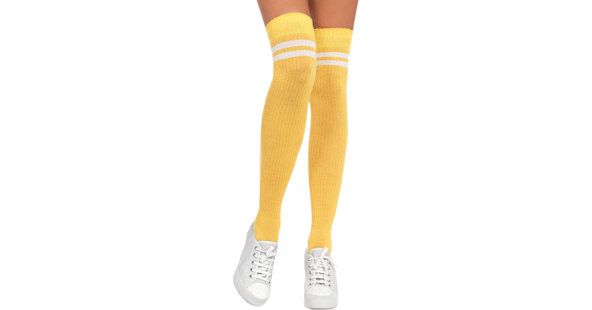 Leg Avenue Gina Athletic Thigh High Stockings Yellow White • Price