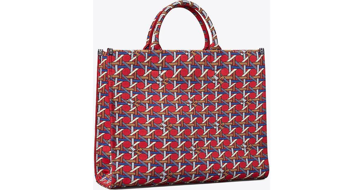 Tory Burch Square Knit Tote Red Basketweave OS • Price