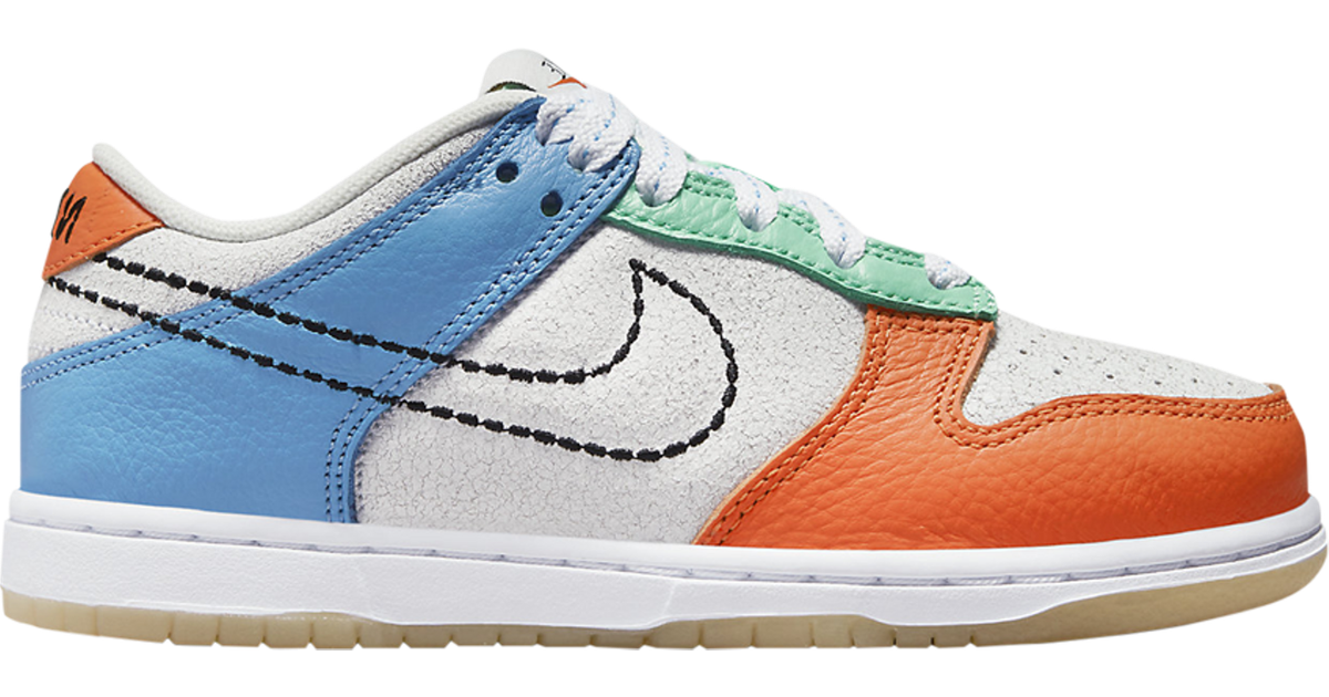 nike dunk low white green orange