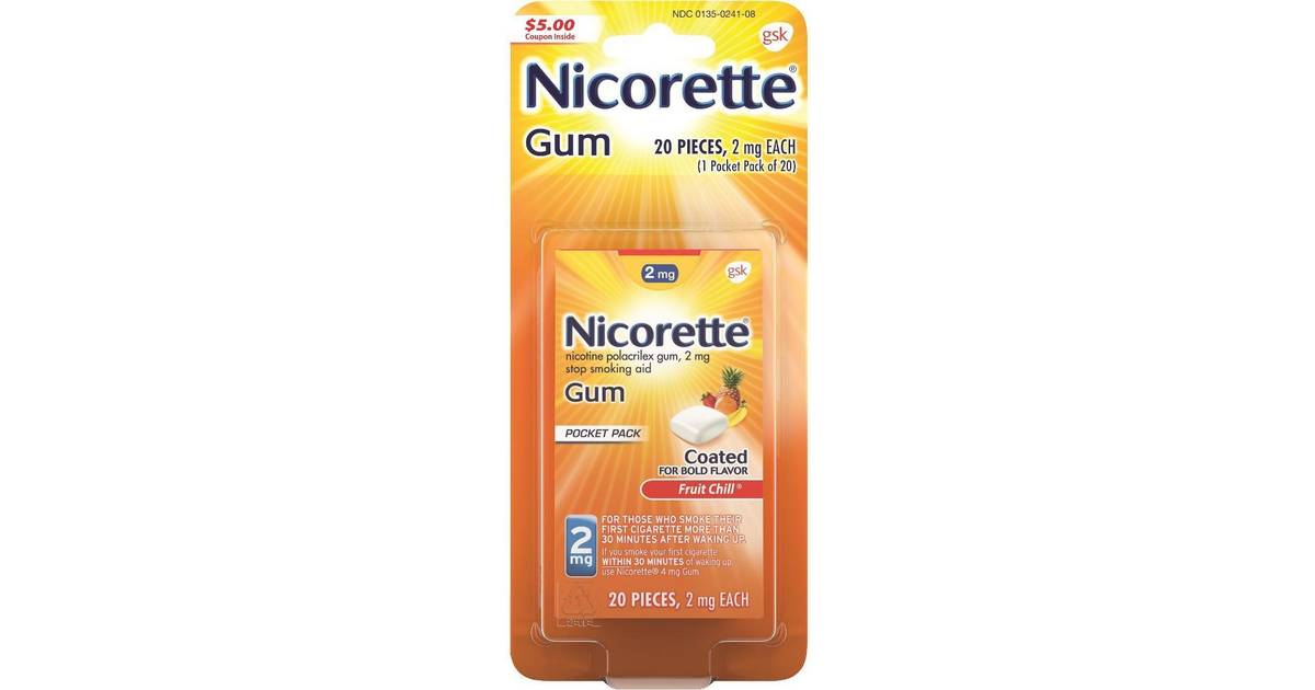 Nicorette 2mg Stop Smoking Aid Nicotine Gum Fruit Chill • Price 