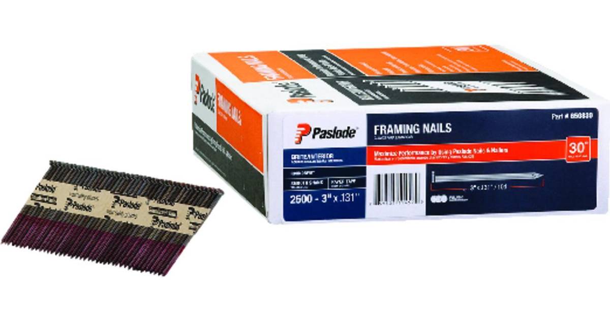 Paslode Roundrive 3 Angled Strip Brite Framing Nails 30 deg 2500 pk ...