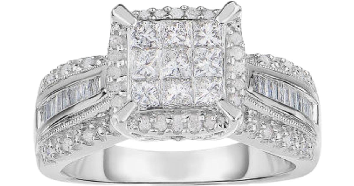 JC Penney Princess-Cut Multi-Top Ring - Silver/Diamonds • Price