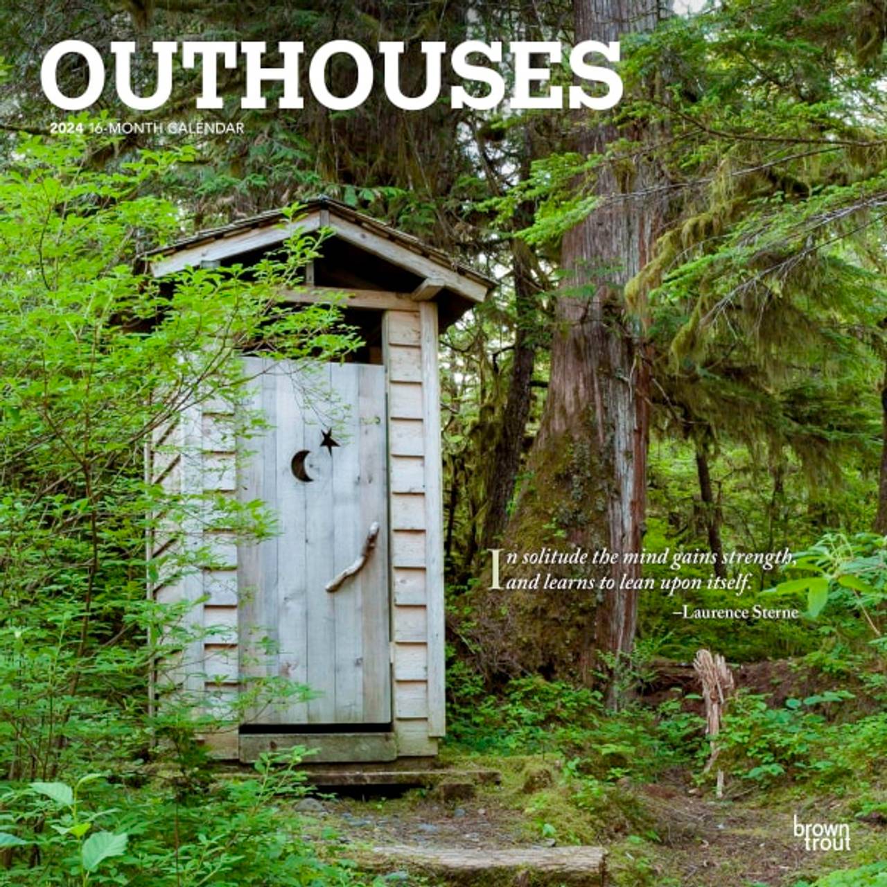 Brown Trout Outhouses 2024 12 Monthly Square Wall Calendar Bog • Price