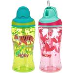 Nuby 2 Pack No Spill Printed Thirsty Kids No-Spill Sip-it Sport Cup with  Soft