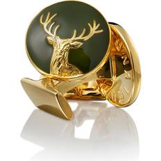 Gull Mansjettknapper Skultuna The Hunter Deer Cufflinks - Gold/Green