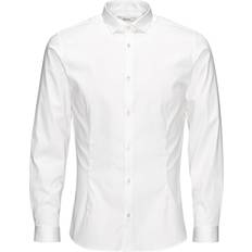 Herren - M Hemden Jack & Jones Casual Slim Fit Long Sleeved Shirt - White/White