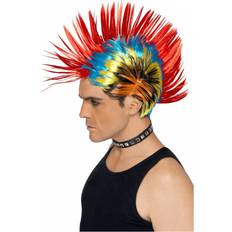 Smiffys 80's Street Punk Wig Mohawk Multi-Coloured