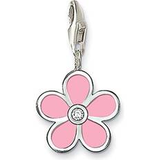 Thomas Sabo Charm Club Flower Charm Pendant - Silver/Pink/White