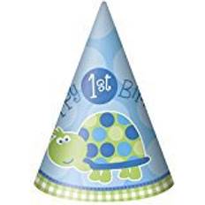 Unique Party 1st Birthday Party Blue Turtle Hats 8-pack