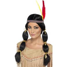 Rund um die Welt Langhaarperücken Smiffys Native American Inspired Wig Pigtails