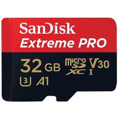 SanDisk 32 GB Minnekort SanDisk Extreme Pro MicroSDHC Class 10 UHS-I U3 V30 A1 100/90MB/s 32GB +SD Adapter