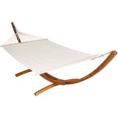 Tectake Gartenmöbel tectake Double lounger hammock XXL with wooden frame for 2 persons