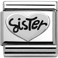 Edelstahl - Herren Charms & Anhänger Nomination Composable Classic Link Sister Heart Charm - Silver/Black