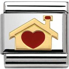 Nomination Composable Classic Link Home with Heart Charm - Silver/Gold/Red