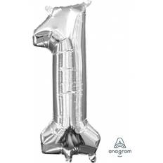 Amscan Foil Ballon Number 1 Minishape Silver 5-pack