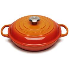 Le Creuset Enameled Cast Iron 3.5 Quart Signature Olive Branch Collection Braiser Indigo