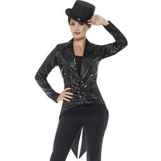 Smiffys Sequin Tailcoat Jacket Ladies Black