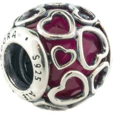 Pandora Cerise Encased in Love Sterling Silver Charm w. Pink Crystal (792036NCC)