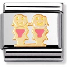 Nomination Composable Classic Link Sisters Charm - Silver/Gold/Pink