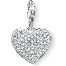 Thomas Sabo Charm Club Heart Pavé Charm Pendant - Silver/White