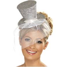 Tidstypiske Hatter Smiffys Fever Mini Top Hat on Headband Silver