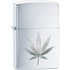 Zippo Windproof Chrome Marijuana Leaf Design