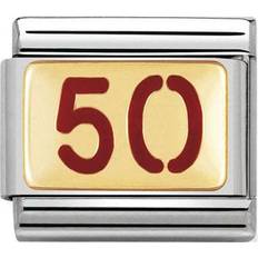 Nomination Composable Classic Link Number 50 Charm - Silver/Gold/Red