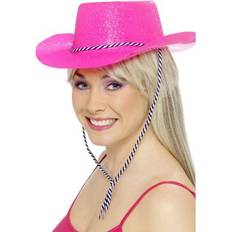 Rosa Hatter Smiffys Cowboy Glitter Hat Neon Pink