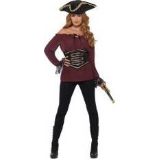 Smiffys Deluxe Pirate Shirt Ladies Burgundy