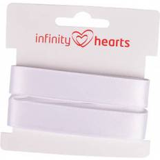 Infinity Hearts Satin Band Double Sided 15mm 029 White - 5m