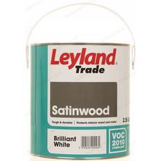 Holzfarben Malerfarbe Leyland Trade Satinwood Metallfarbe, Holzfarbe Brilliant White 2.5L