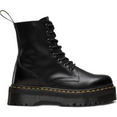 Lace Boots Dr. Martens Jadon Smooth Leather Platform - Black Polished Smooth