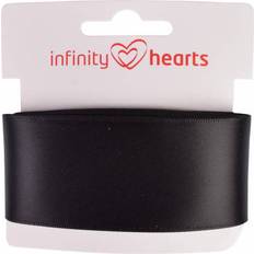 Infinity Hearts Satin Band Double Sided 38mm 030 Black - 5m
