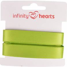 Infinity Hearts Satin Band Double Sided 15mm 551 Green - 5m