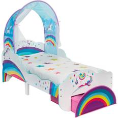 Hello Home Unicorn & Rainbow Toddler Bed with Light up Canopy & Storage Drawer 77x142cm