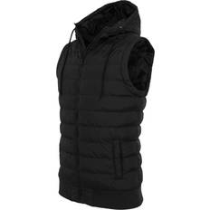 Herren - XS Westen Urban Classics Small Bubble Hooded Vest - Blk/Blk