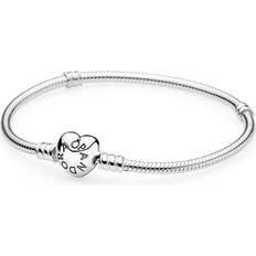 Adjustable Size Jewelry Pandora Heart Clasp Snake Chain Bracelet - Silver