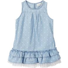 Name It Baby Floral Printed Denim Dress - Blue/Light Blue Denim (13164540)