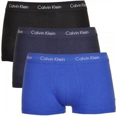 Blau - Herren Unterhosen Calvin Klein Cotton Stretch Low Rise Trunks 3-pack - Royal/Navy/Black