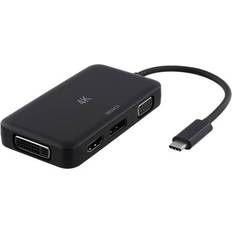 Deltaco USB C-HDMI/DisplayPort/VGA/DVI M-F Adapter 0.1m