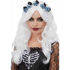 Rund um die Welt Langhaarperücken Smiffys Day of the Dead Wig White