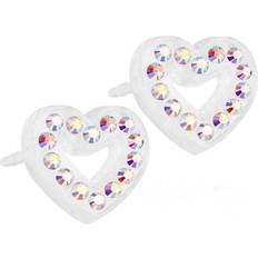 Blomdahl Brilliance Heart Hollow Earrings - White/Rainbow