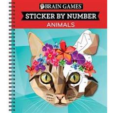 Brain Games Sticker by Number Animals (Spiral-bound, 2017)